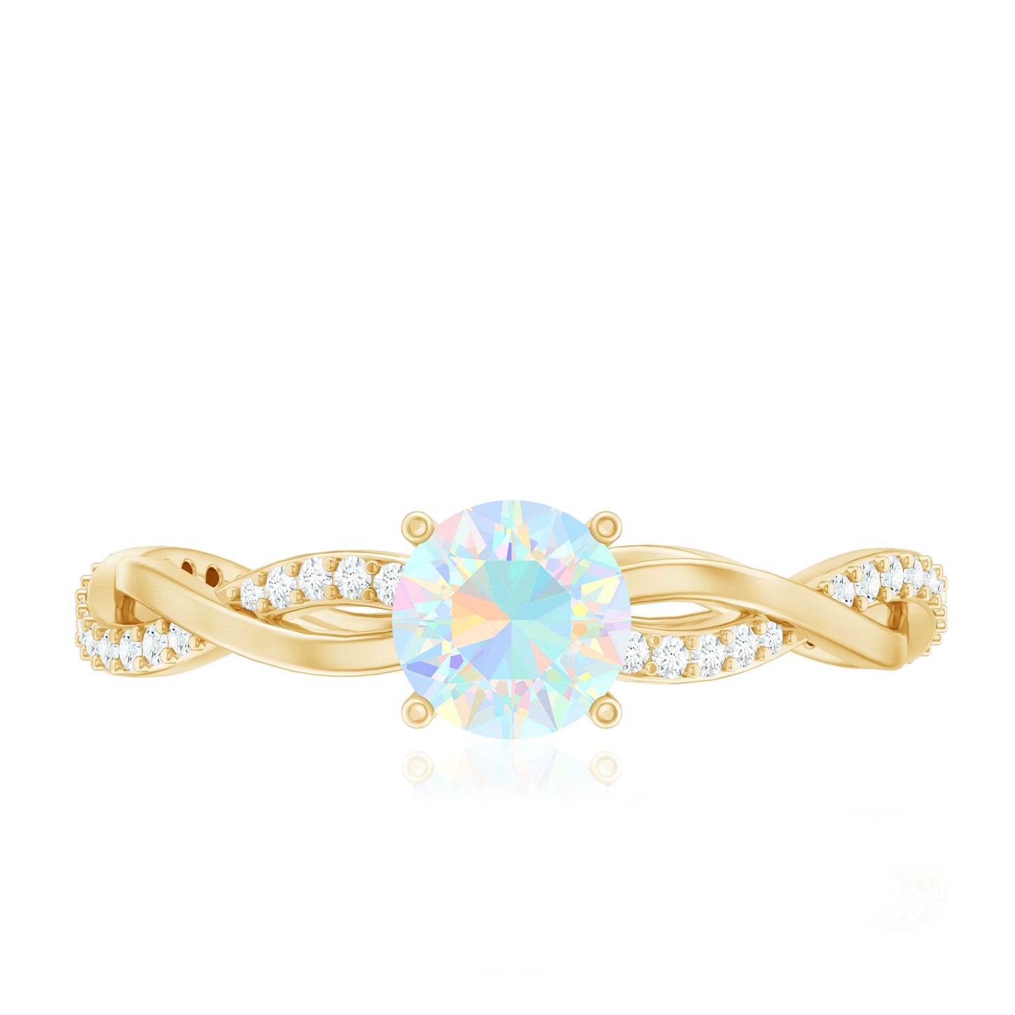 Certified Real Ethiopian Opal Diamond Pre Engagement Ring with Braided Shank