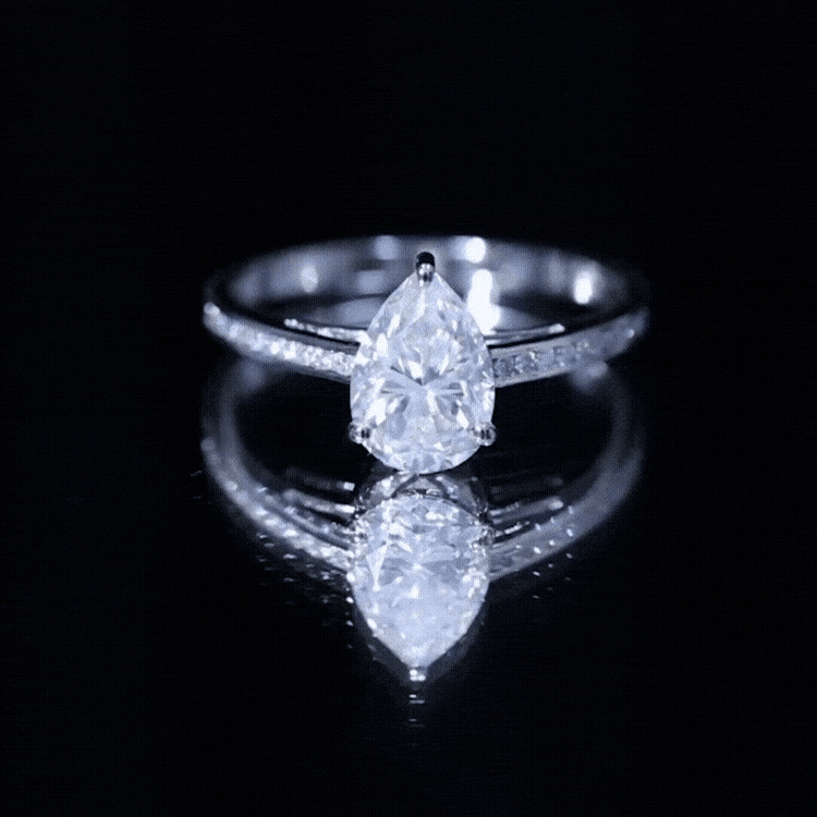 Solitaire Moissanite Pear Engagement Ring with Certificate