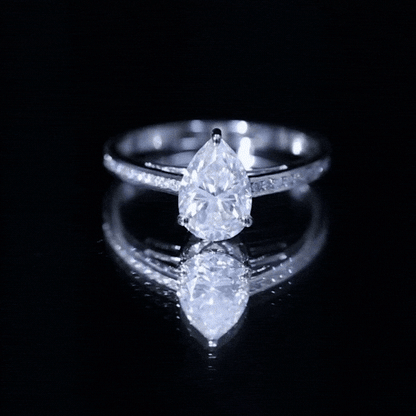 Solitaire Moissanite Pear Engagement Ring with Certificate