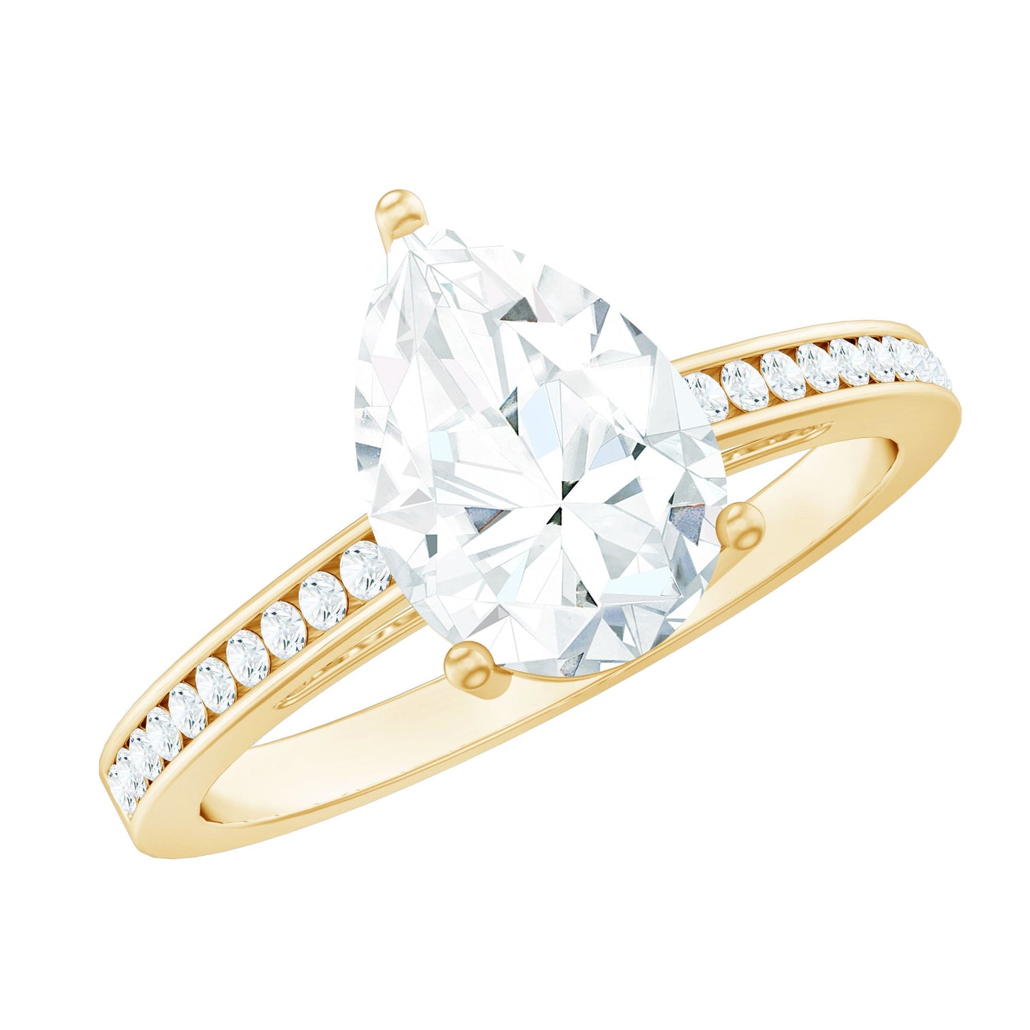 Solitaire Moissanite Pear Engagement Ring with Certificate