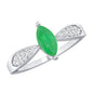 Genuine Emerald Diamond Marquise Engagement Ring with Pinched Shank