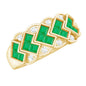 Princess Cut Emerald Statement Wedding Band with Diamonds
