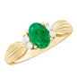 Natural 0.7 Carat Emerald Oval Engagement Ring with Diamond