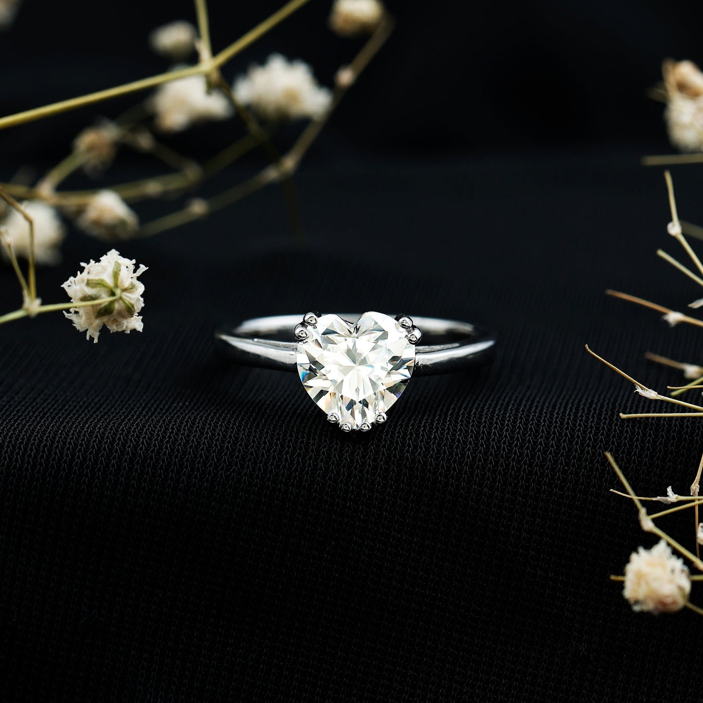 Certified Solitaire Moissanite Heart Engagement Ring For Women