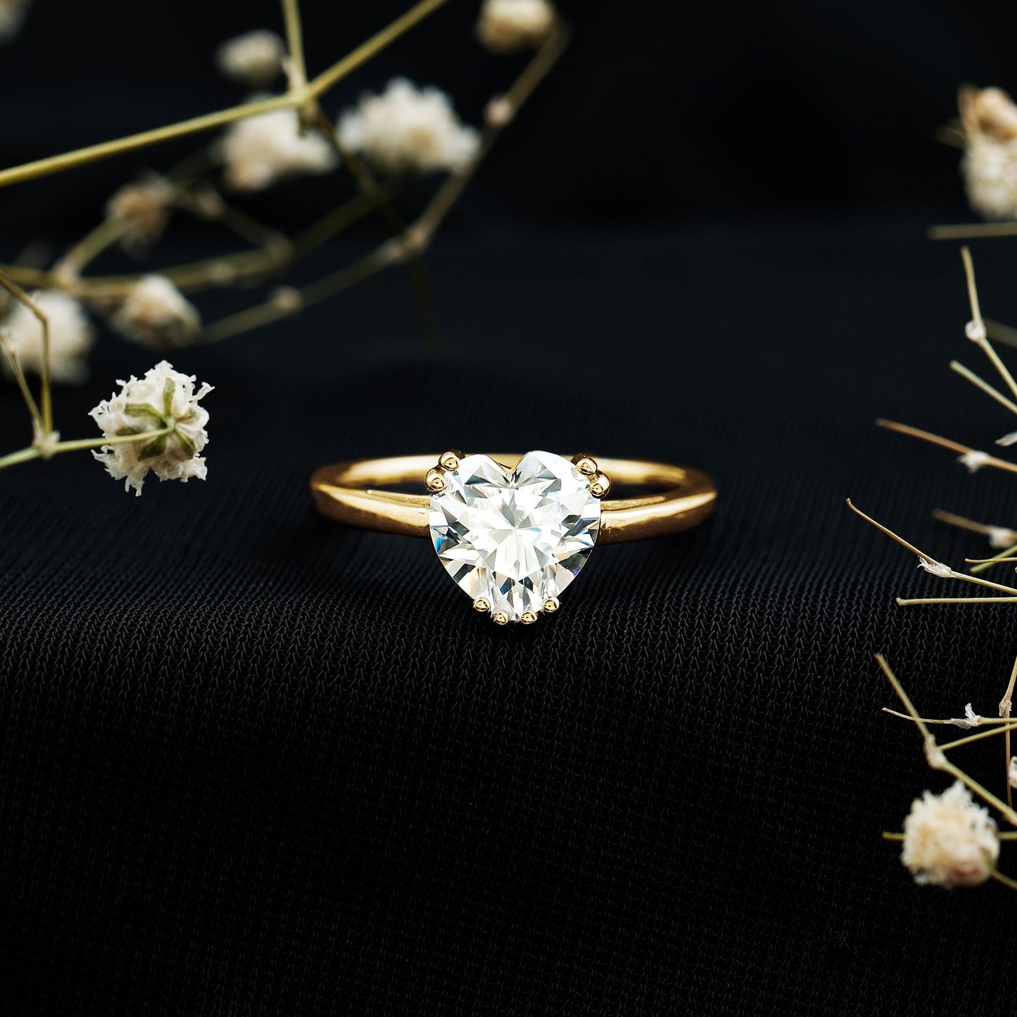 Certified Solitaire Moissanite Heart Engagement Ring For Women