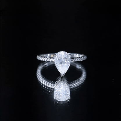 Brilliant Cut Solitaire Moissanite Pear Shaped Engagement Ring