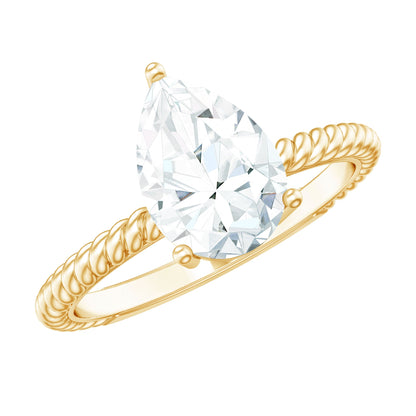 Brilliant Cut Solitaire Moissanite Pear Shaped Engagement Ring