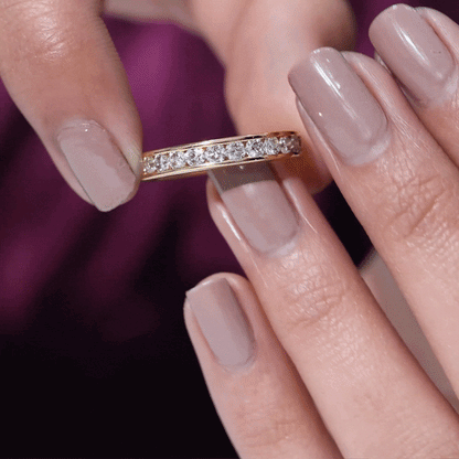Channel Set Moissanite Half Eternity Band Ring