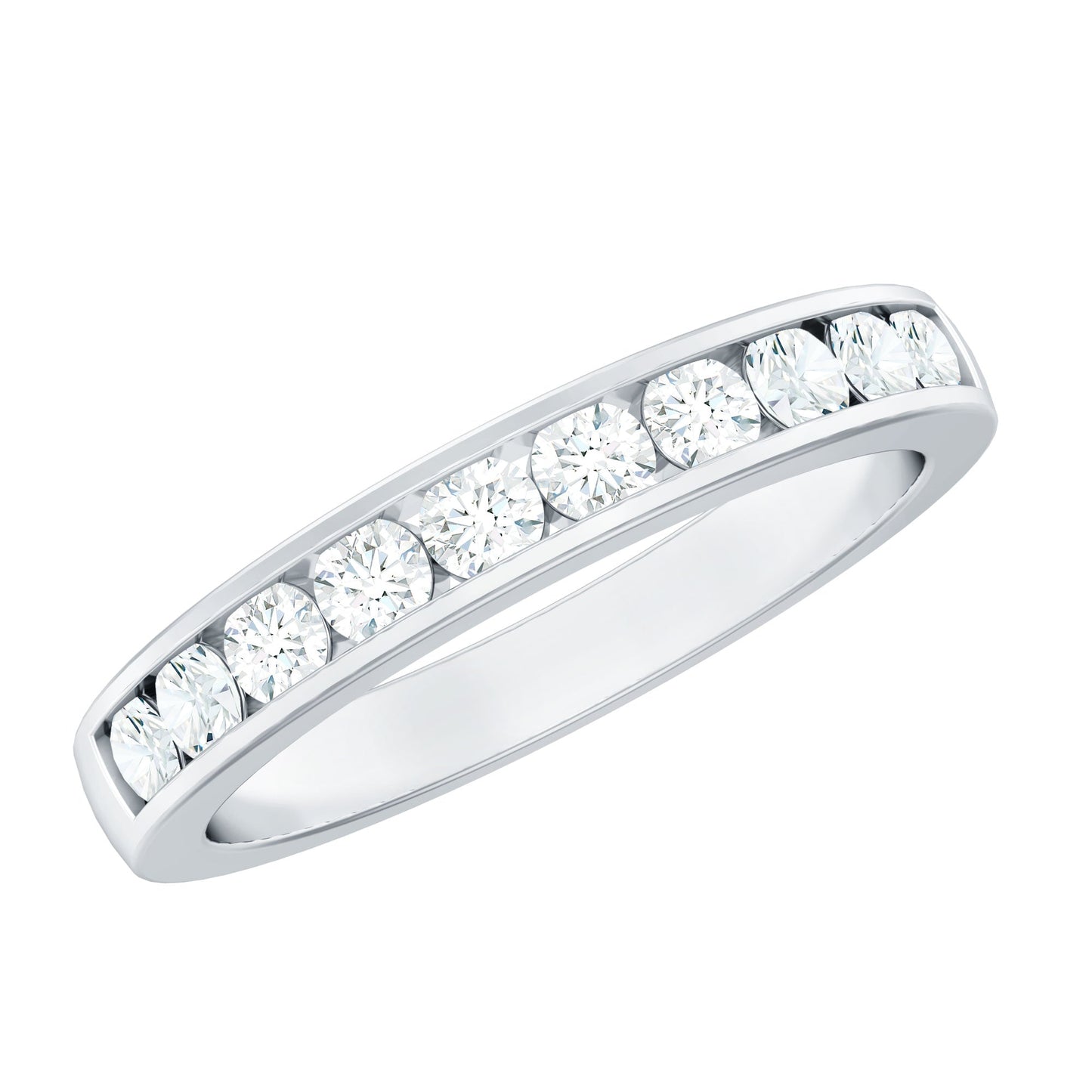 Channel Set Moissanite Half Eternity Band Ring