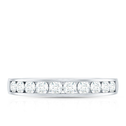 Channel Set Moissanite Half Eternity Band Ring