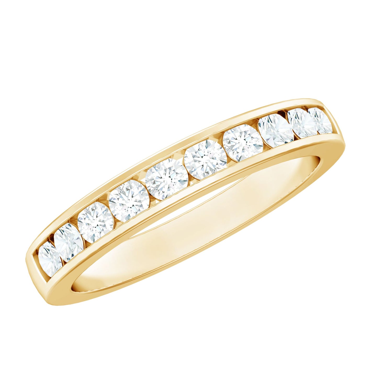 Channel Set Moissanite Half Eternity Band Ring