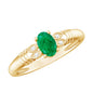 Real Oval Emerald Solitaire Engagement Ring with Diamond