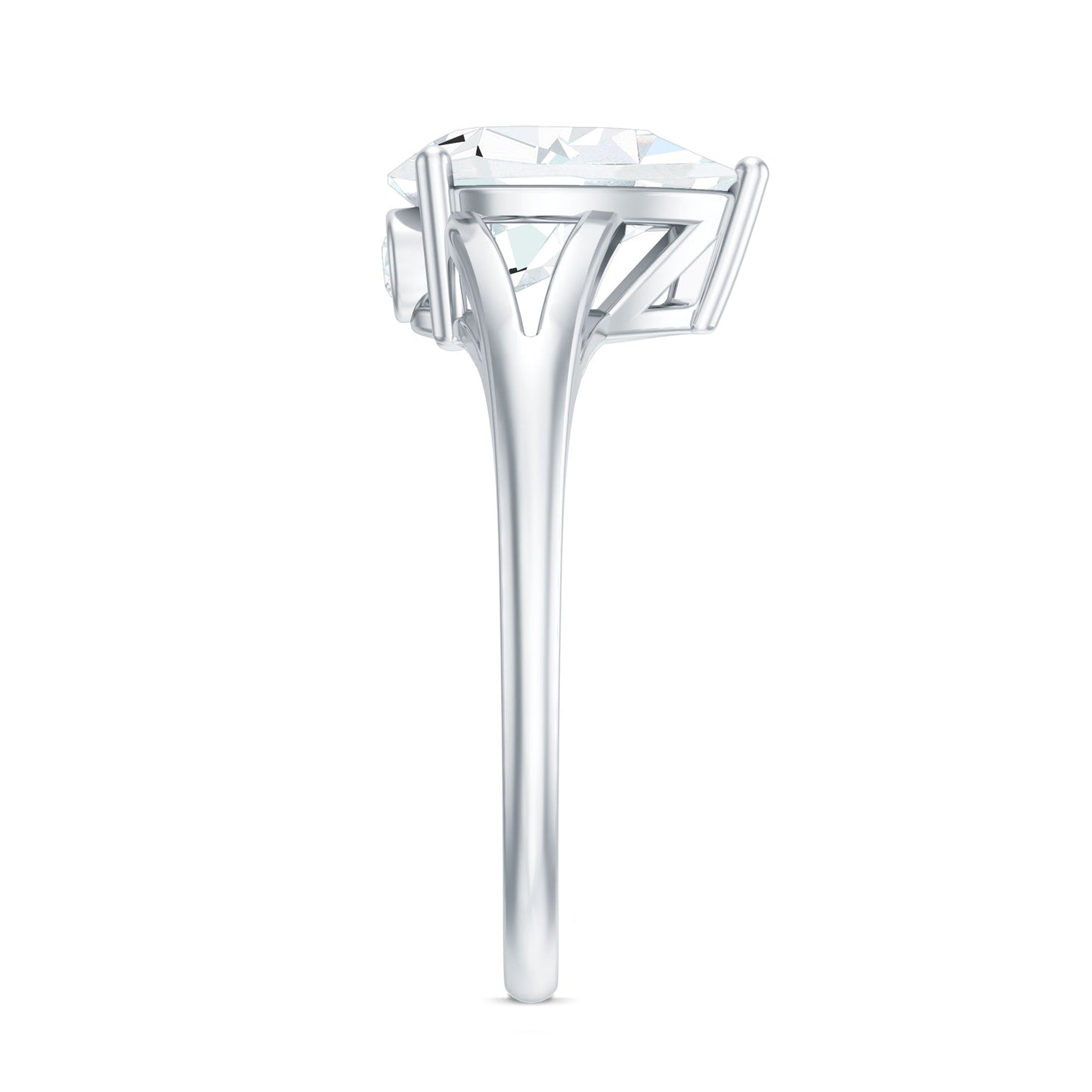 Pear Shaped Moissanite Split Shank Engagement Ring