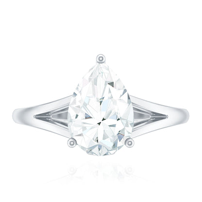Pear Shaped Moissanite Split Shank Engagement Ring
