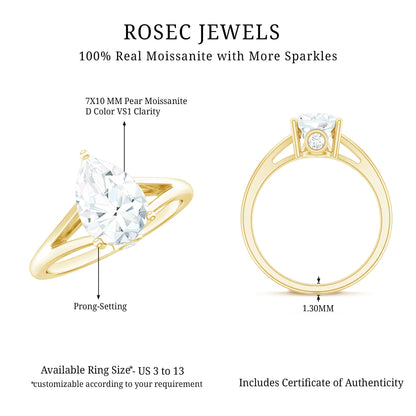 Pear Shaped Moissanite Split Shank Engagement Ring
