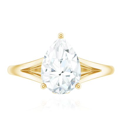 Pear Shaped Moissanite Split Shank Engagement Ring