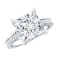 Solitaire Moissanite Princess Cut Engagement Ring with Side Stones