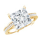 Solitaire Moissanite Princess Cut Engagement Ring with Side Stones