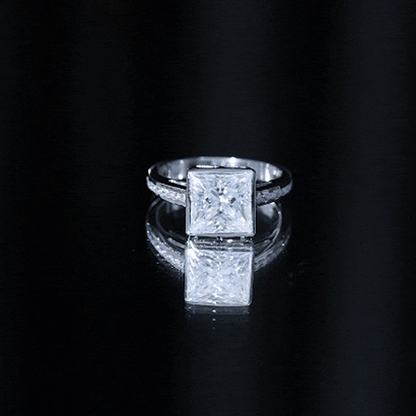3 CT Moissanite Bezel Set Engagement Ring with Channel Set