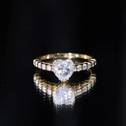 Certified 2 Carat Moissanite Heart Engagement Ring with Side Stones