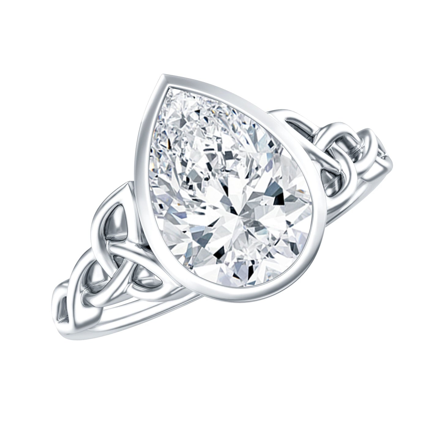 2.2 Carat Pear Shape Moissanite Celtic Knot Engagement Ring