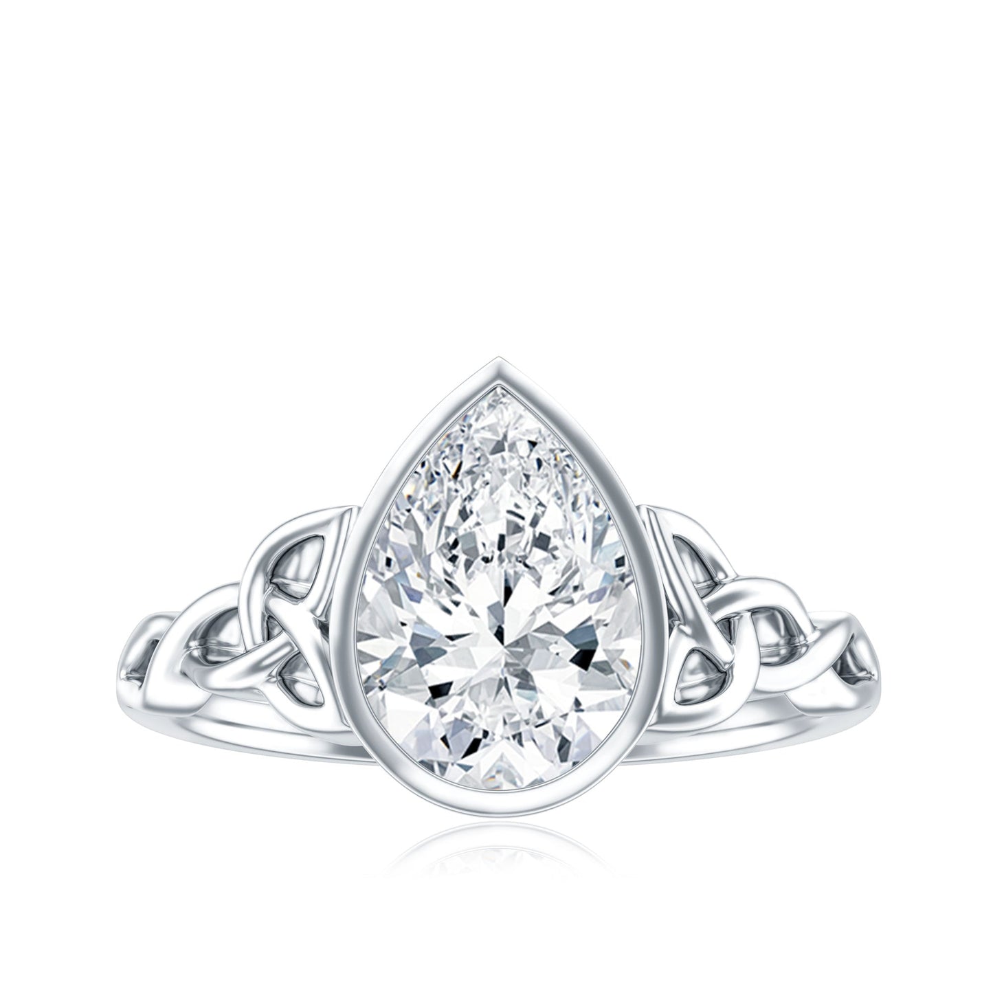 2.2 Carat Pear Shape Moissanite Celtic Knot Engagement Ring