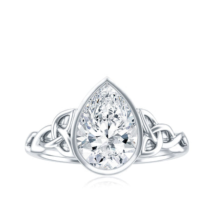 2.2 Carat Pear Shape Moissanite Celtic Knot Engagement Ring