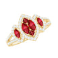 Certified Lab Created Ruby and Diamond Cluster Engagement Ring in Split Shank