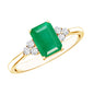 Octagon Cut Emerald Engagement Ring with Diamond Trio