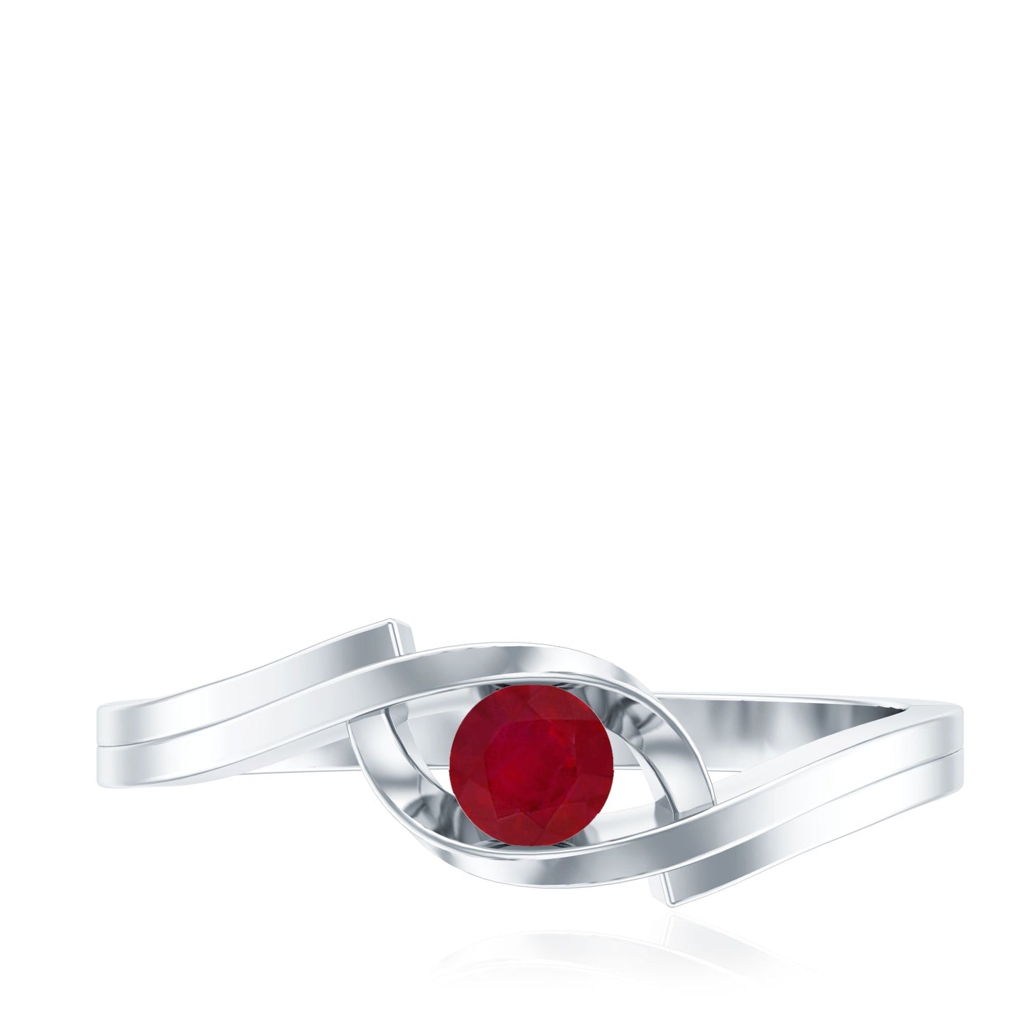 Natural Red Ruby Promise Ring with Bypass Shank