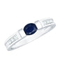 East West Style Oval Blue Sapphire Solitaire Ring with Diamond