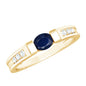 East West Style Oval Blue Sapphire Solitaire Ring with Diamond