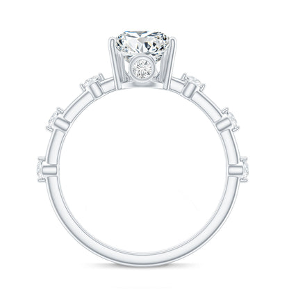 Pear Shaped Moissanite Engagement Ring with Spaced Accent