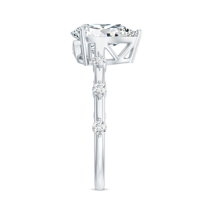 Pear Shaped Moissanite Engagement Ring with Spaced Accent