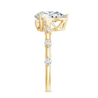 Pear Shaped Moissanite Engagement Ring with Spaced Accent