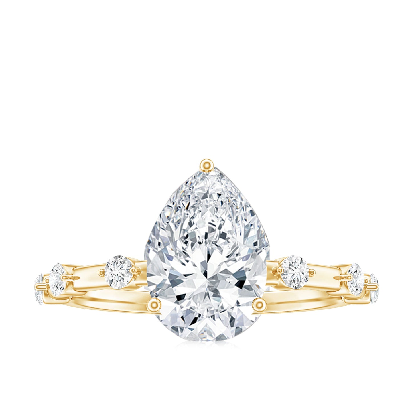 Pear Shaped Moissanite Engagement Ring with Spaced Accent