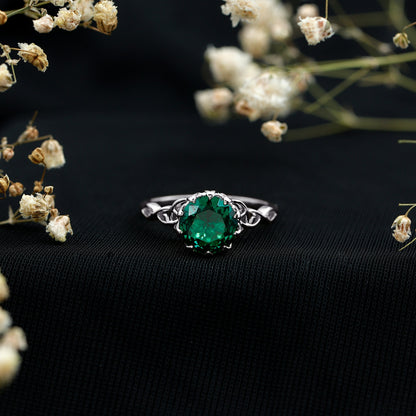 Lotus Basket Set Lab Grown Emerald Knot Engagement Ring