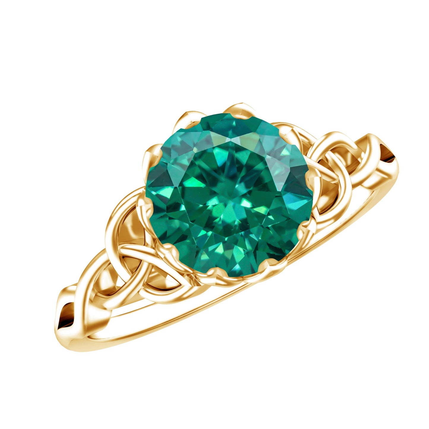 Lotus Basket Set Lab Grown Emerald Knot Engagement Ring