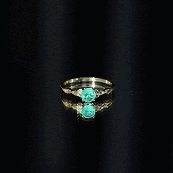 Solitaire Round Emerald Promise Ring with Celtic Band