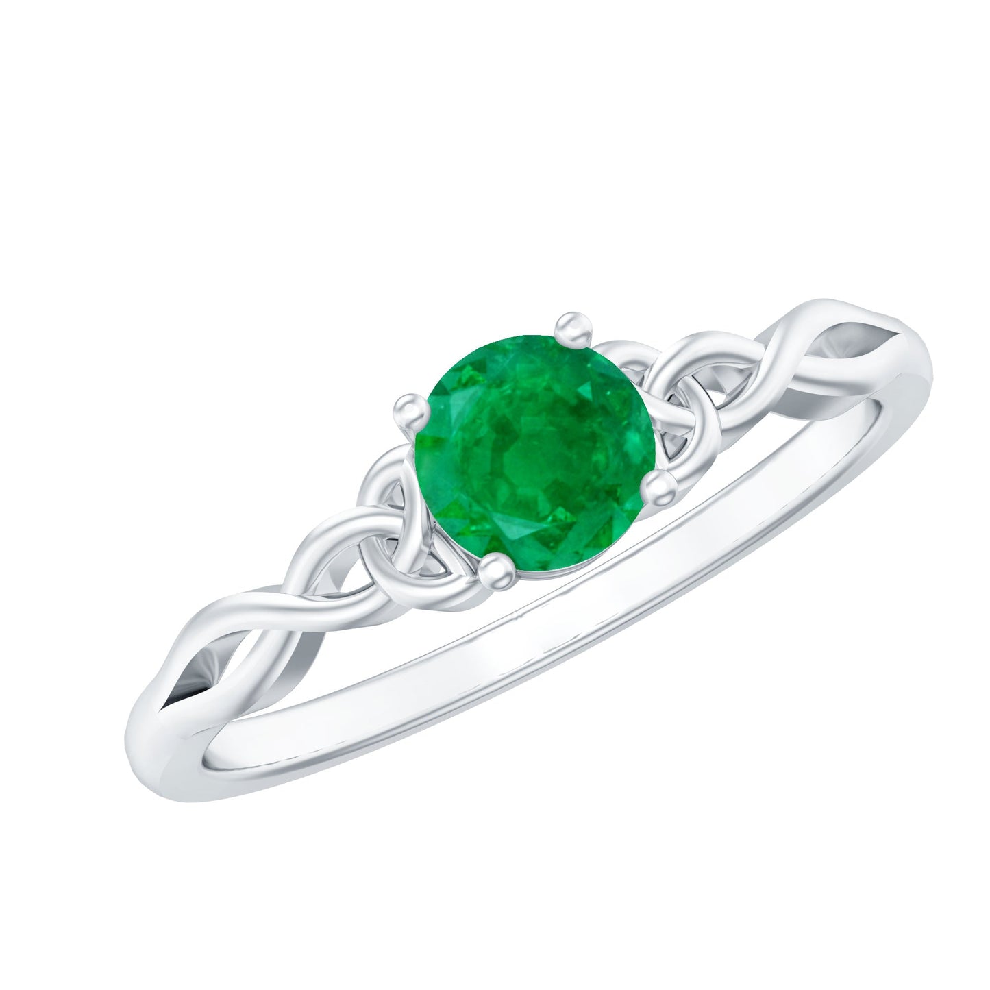 Solitaire Round Emerald Promise Ring with Celtic Band