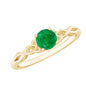 Solitaire Round Emerald Promise Ring with Celtic Band