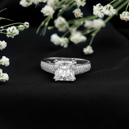 Princess Cut Moissanite Engagement Ring With Certificate