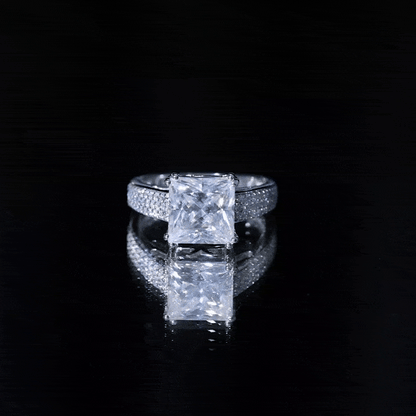 3 Carat Princess Cut Moissanite Side Stone Engagement Ring