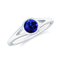 Certified 0.6 Carat Lab Grown Blue Sapphire Promise Ring with Split Shank