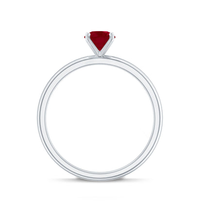 0.6 Carat July Birthstone Ruby Solitaire Ring in Peg Head Setting