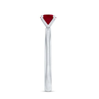 0.6 Carat July Birthstone Ruby Solitaire Ring in Peg Head Setting