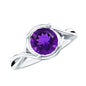 Real February Birthstone Amethyst Promise Ring with Crossover Shank