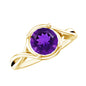 Real February Birthstone Amethyst Promise Ring with Crossover Shank