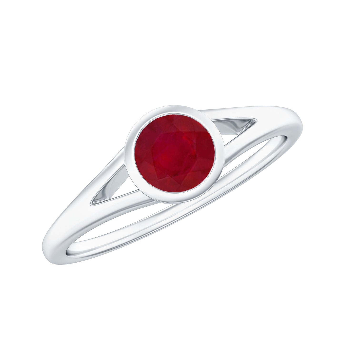 Natural 0.6 Carat Ruby Promise Ring with Split Shank