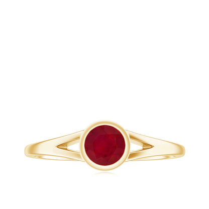 Natural 0.6 Carat Ruby Promise Ring with Split Shank